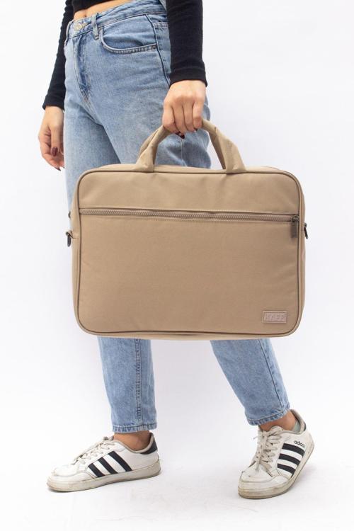Bej Unisex 15.6'' Suya Ve Darbeye Dayanıklı Fonksiyonel İç Bölmeli Bilgisayar Evrak Laptop Çantası