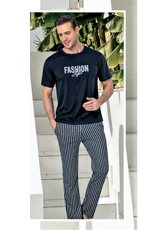 Kısa Kol Erkek Pijama Takımı Lacivert L
