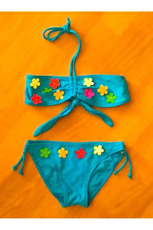 Kız Çocuk Bikini Takımı Turkuaz 5 - 6 Yaş