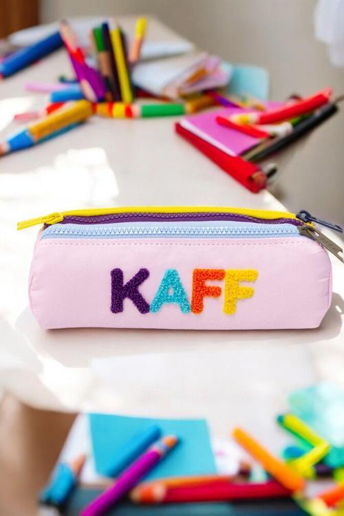 01109 Pembe Üç Gözlü Renkli Fermuar Su Geçirmez Bondit Kumaş Peluş Baskılı Kalem Kutusu Kalemlik