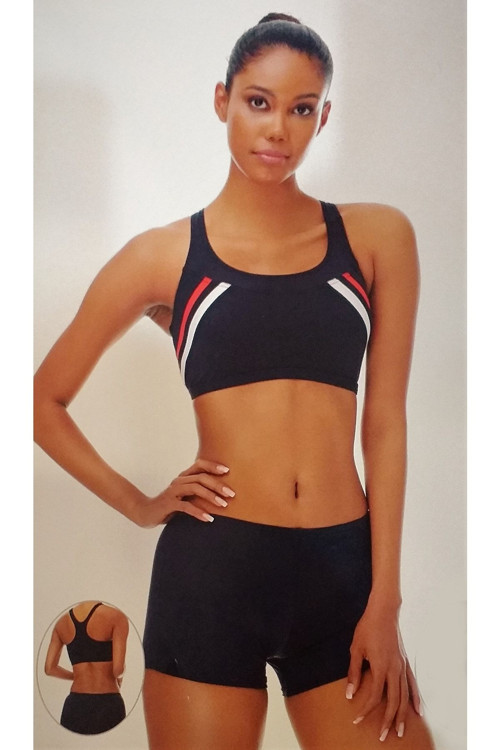 Şortlu Yüzücü Bikini Takımı Siyah Siyah 38