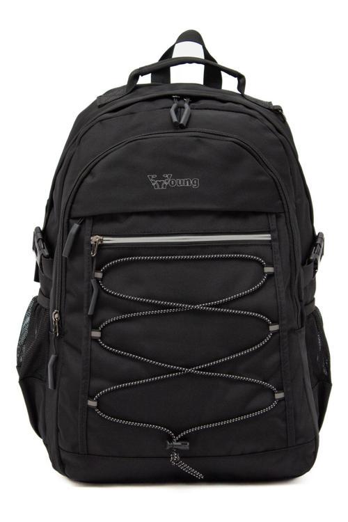 Young 51537 Black Siyah Unisex Çok Cepli Suya Dayanıklı Sırt Çantası