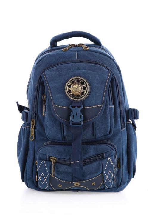 Ççs Lacivert Ccs51416 Kanvas Kumaş Unisex Suya Dayanıklı Çok Cepli Sırt Çantası