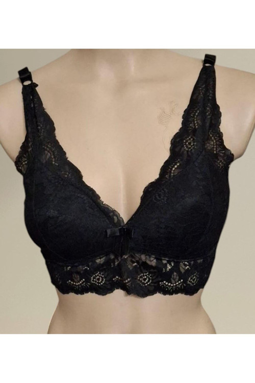 Dantelli Balensiz Boş Kap Bralet Sütyen Siyah 85