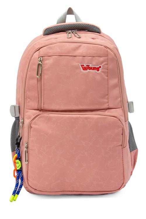 Young 51583 Pink Pembe Unisex Çok Cepli Anahtarlık Aksesuarlı Suya Dayanıklı Kapaklı Sırt Çantası