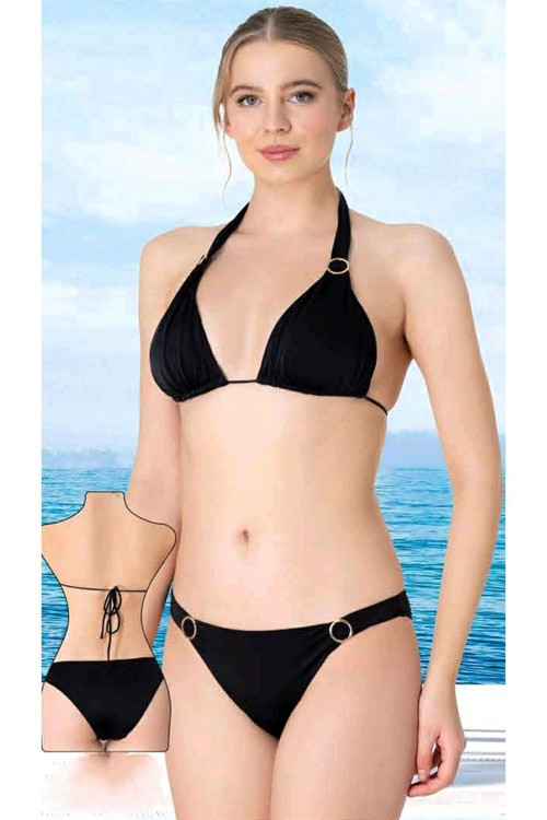 Üçgen Bikini Takımı Siyah Siyah 36