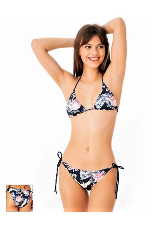 Üçgen Ipli Bikini Takımı Desenli Lacivert Lacivert 36