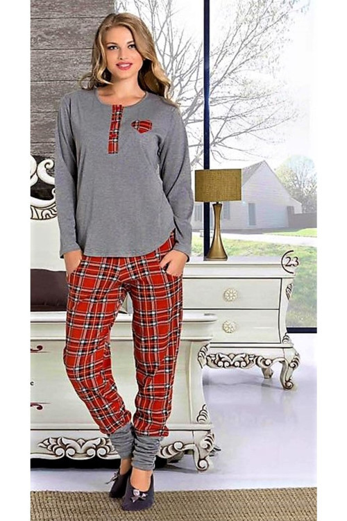Kadın Gri Pijama Takımı Gri XL