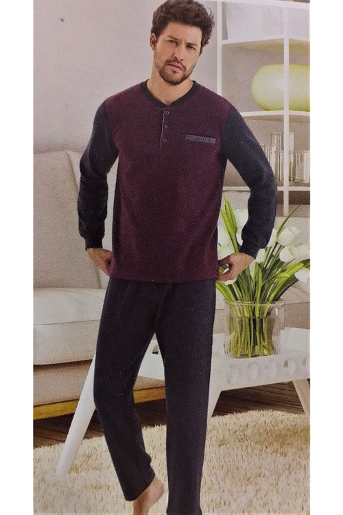 Erkek Pijama Takımı Selanik Takım Bordo - Antrasit Bordo L