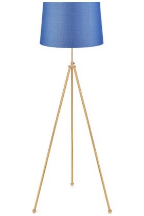 Gold Kaplama Metal Tripod Boyu Ayarlanabilir Lambader - Saks Mavi