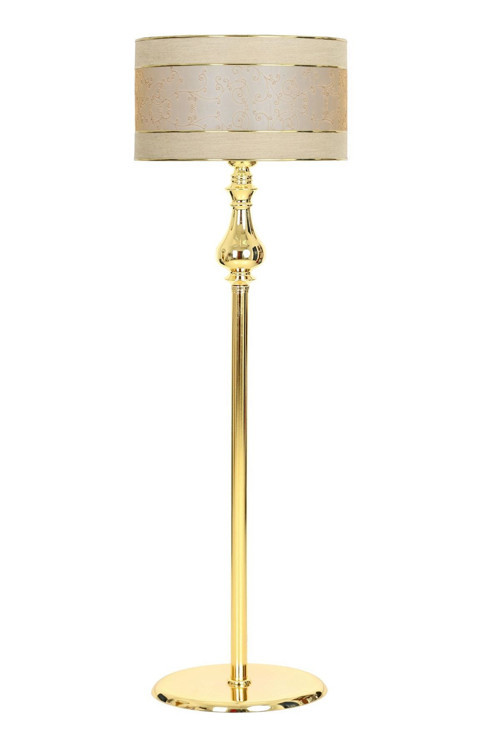 Solid Gold Kaplama Düz Metal Ayak Lambader - Çift Şeritli Gold Mataro Vizon