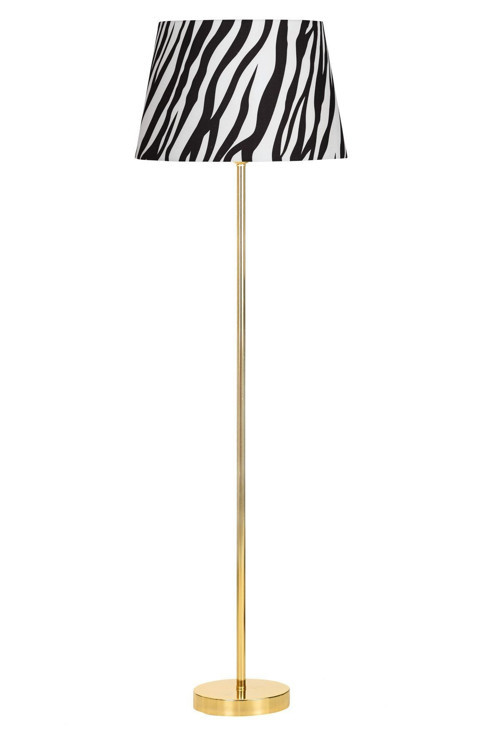 Conic Gold Kaplama Paslanmaz Metal Tek Ayaklı Lambader - Zebra Desenli