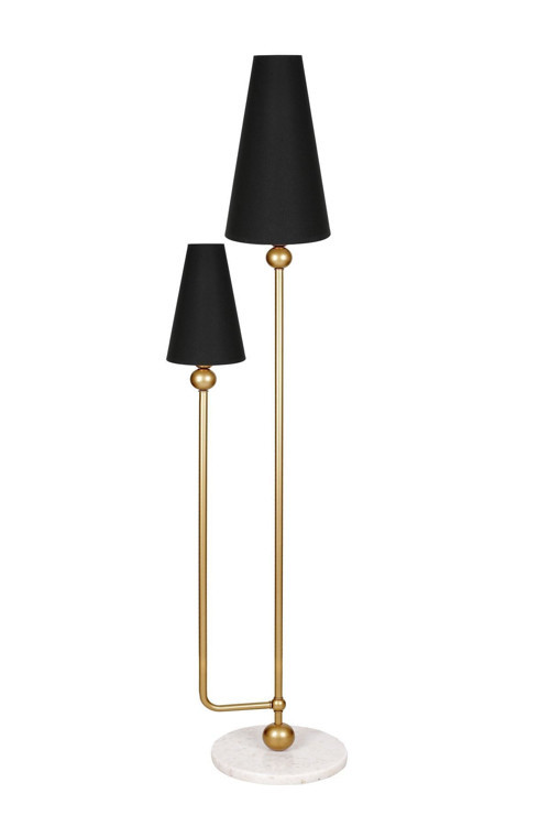 Bologna Statik Eskitme Mat Gold Metal Lambader - Siyah