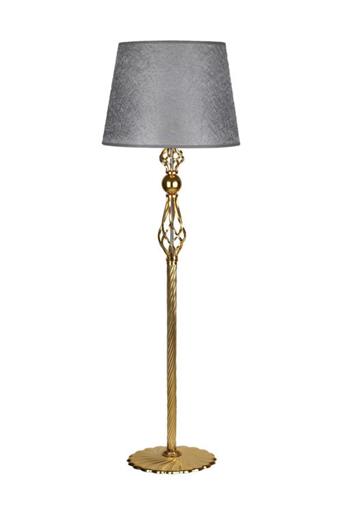 Gold Kaplama Şelale Paslanmaz Metal Modern Lambader - Gri Kırçıl