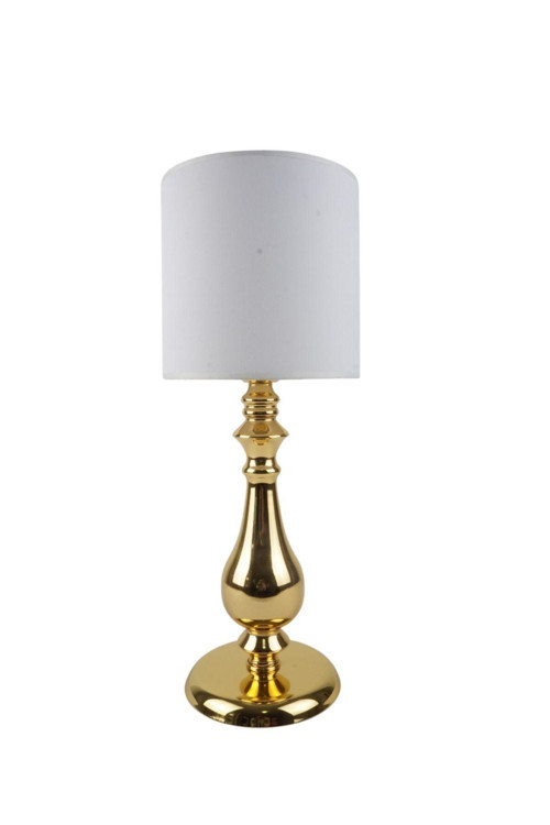 Gold Kaplama Burgulu Metal Modern Abajur Dikey Silindir Başlık - Beyaz