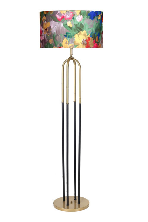Houston Eskitme Mat Gold Detaylı Metal Lambader - Violet