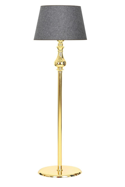 Solid Gold Kaplama Düz Metal Ayak Lambader - Hasır Gri