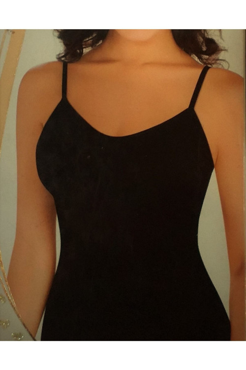 Jakarlı Ince Askılı Toparlayıcı Korse Atlet Siyah XL