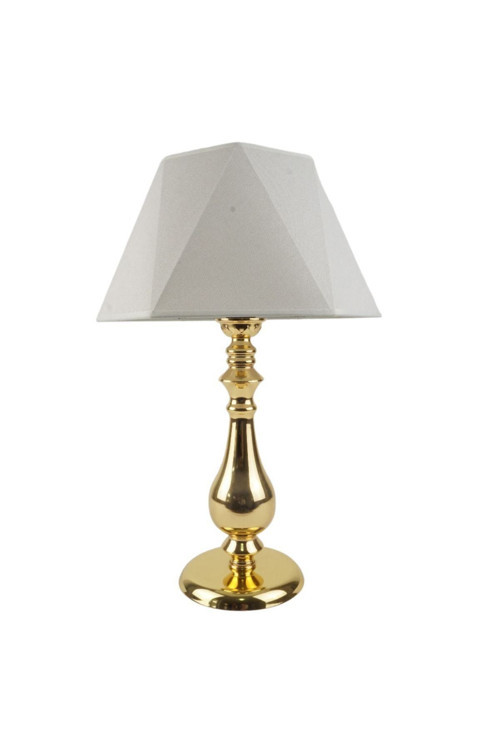 Gold Kaplama Burgulu Metal Modern Abajur Prizma Başlık - Krem