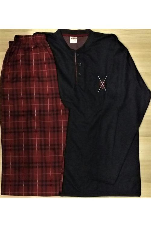 Ekoseli Erkek Pijama Takımı Lacivert XL