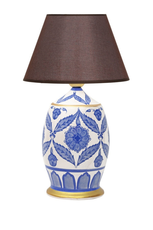 Handmade Ceramic Botanical Özel Tasarım Abajur - Hasır Koyu Kahve