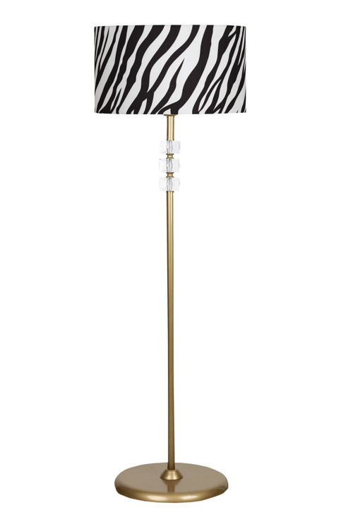 Lille Eskitme Üçlü Kare Kristal Detaylı Metal Lambader Zebra Desenli