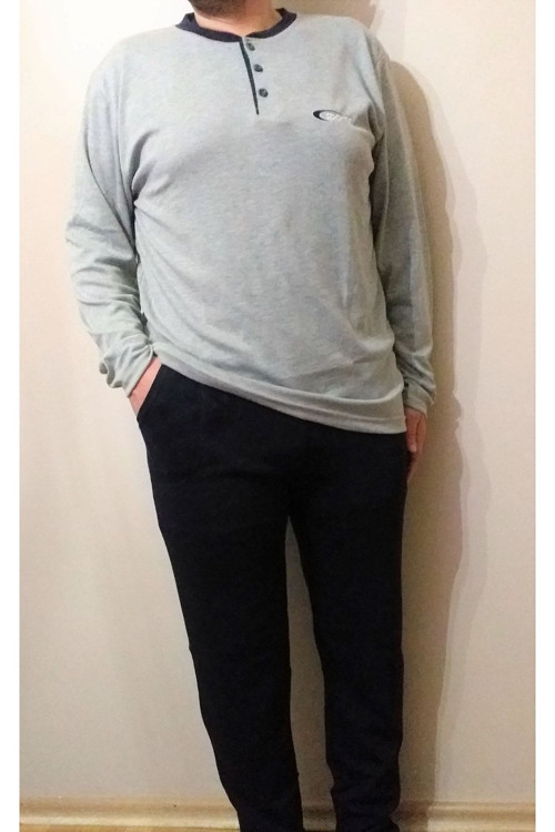 Uzun Kol Erkek Pijama Takımı Gri XL