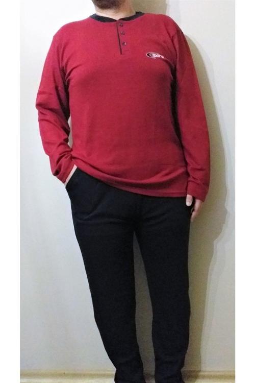 Uzun Kol Erkek Pijama Takımı Bordo M