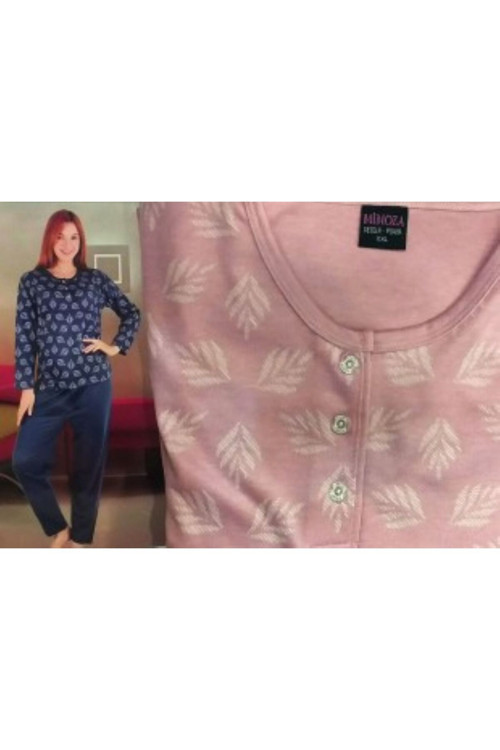 Kışlık Pijama Takımı Pudra 2XL