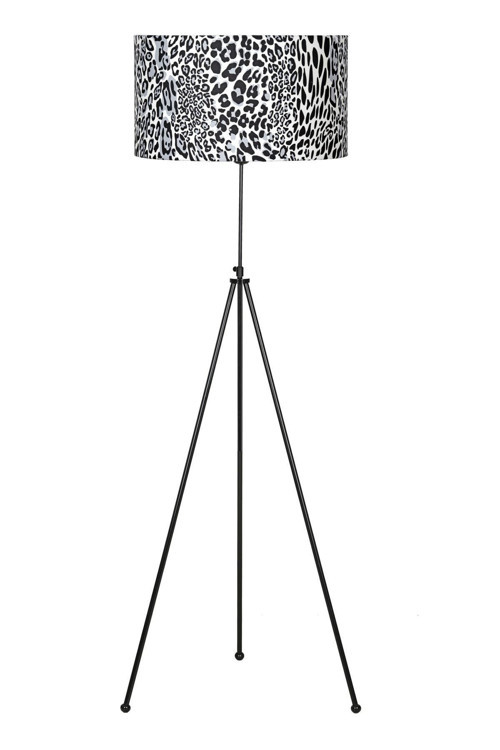 Noa Siyah Kaplama Tripod Boyu Ayarlanabilir Metal Lambader - Leopar Desenli
