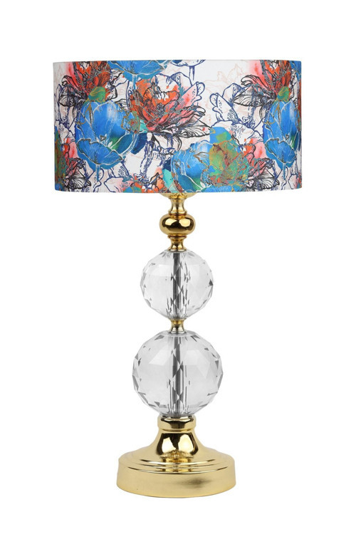 Dual Gold Kaplama Kristal Küreli Özel Tasarım Paslanmaz Metal Abajur Flowers Desenli