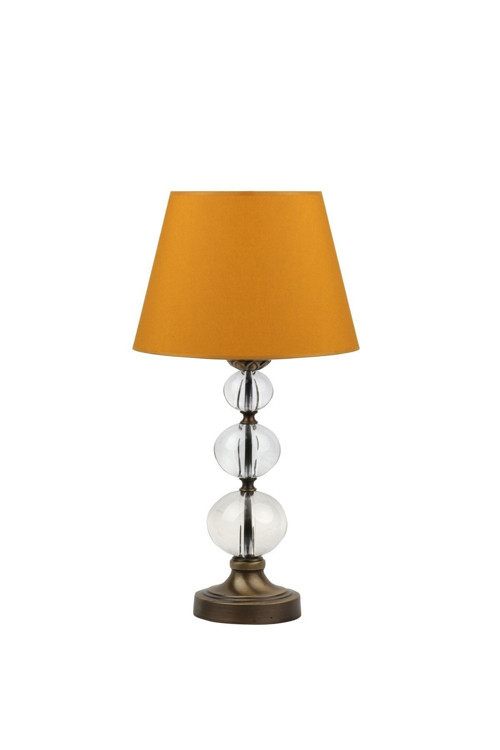 Bronz Kristal 3'lü Küre Abajur - Hardal