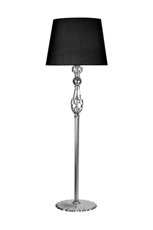Krom Kaplama Şelale Paslanmaz Metal Modern Lambader - Siyah