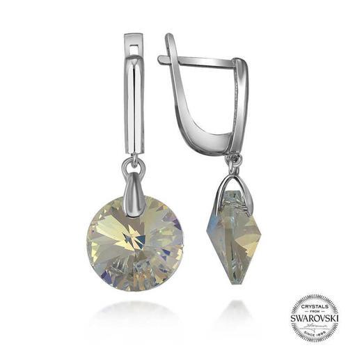 Swarovski Crystal Taşlı Gümüş Beyaz Sallantılı Kadın Küpe SL5096