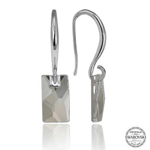Swarovski Crystal Taşlı Gümüş Beyaz Baget Sallantılı Kadın Küpe  SL5133