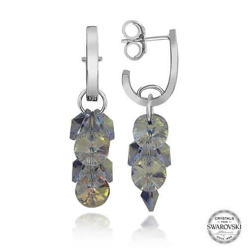 Swarovski Crystal Taşlı Gümüş Salkım Sallantılı Çivili Kadın Küpe  SL5134