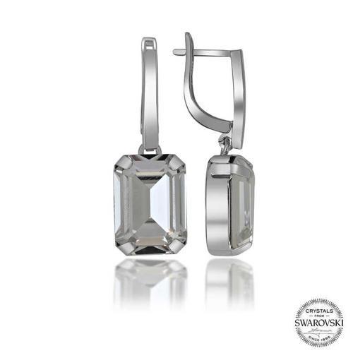 Swarovski Crystal Taşlı Gümüş Beyaz Baget Sallantılı Kadın Küpe SL5118