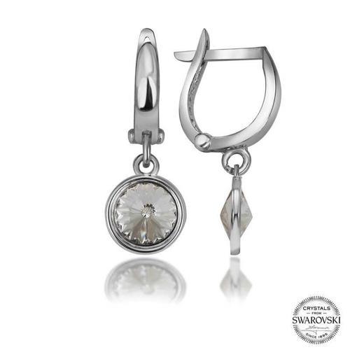 Swarovski Crystal Taşlı Gümüş Beyaz Sallantılı Kadın Küpe SL5190