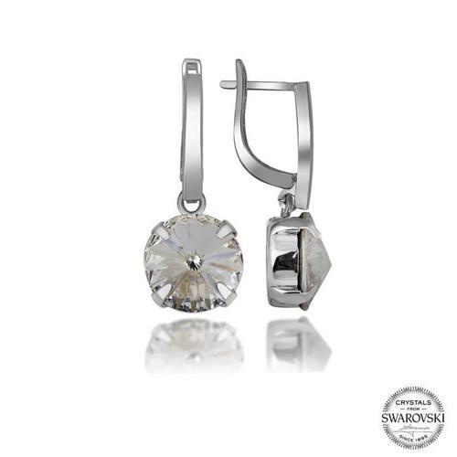 Swarovski Crystal Taşlı Gümüş Beyaz Sallantılı Kadın Küpe  SL5212