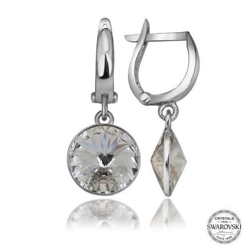 Swarovski Crystal Taşlı Gümüş Beyaz Sallantılı Kadın Küpe  SL5217