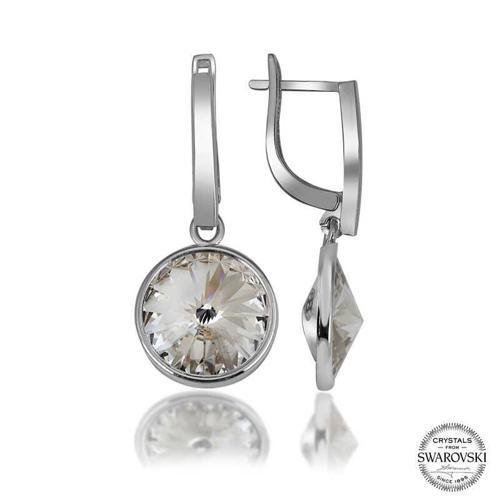 Swarovski Crystal Taşlı Gümüş Beyaz Sallantılı Kadın Küpe SL5211