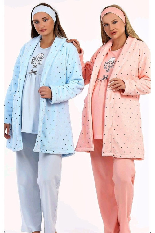 Sabahlıklı Loğusa Pijama Takımı Yeni Sezon Mavi L