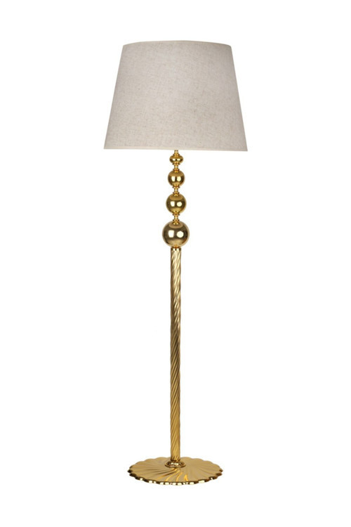 Gold Kaplama Üçlü Küre Paslanmaz Metal Modern Lambader - Beyaz Kırçıl