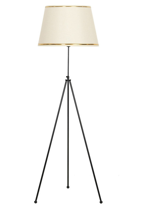 Noa Siyah Kaplama Tripod Boyu Ayarlanabilir Metal Lambader - Gold Şeritli Krem