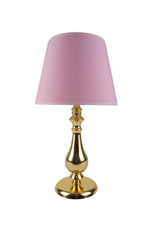 Gold Kaplama Burgulu Metal Modern Abajur Basık Konik Başlık - Açık Pembe
