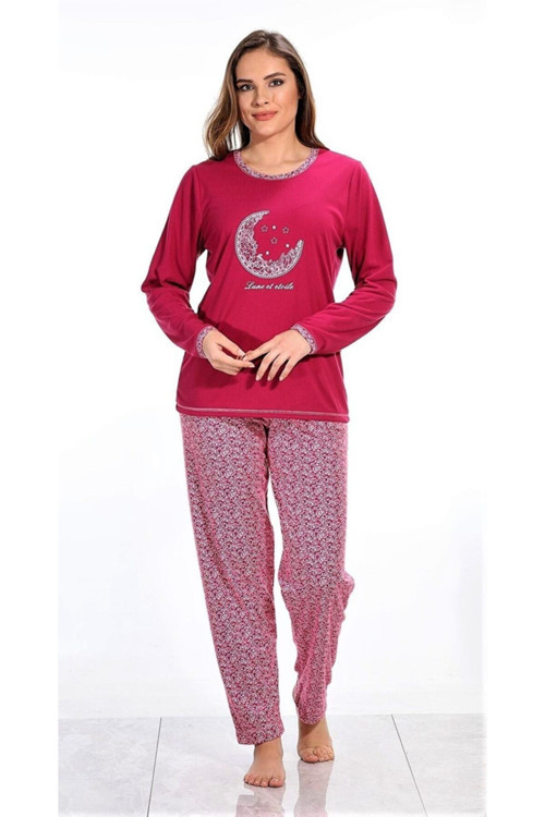 Soft Yumuşak Kumaş Pijama Takımı Fuşya Fuşya S