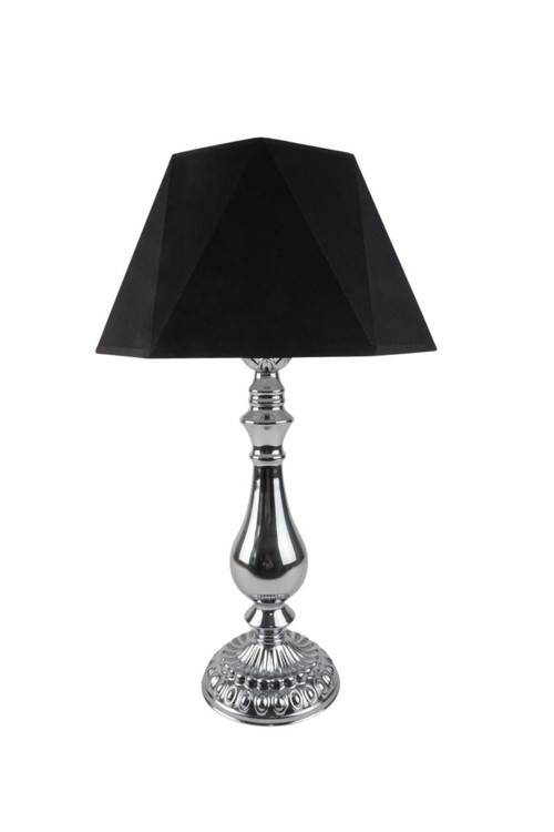 Krom Nikel Kaplama Burgulu Metal Modern Abajur Prizma Başlık - Siyah