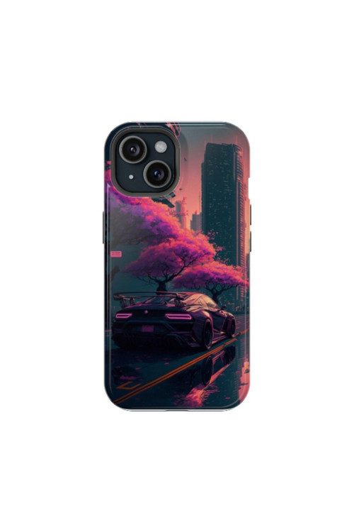 iPhone 13 Pro Max Uyumlu Silikon Kılıf - CAR IN PURPLE