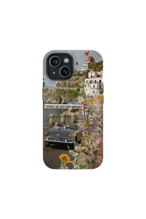iPhone 12 Pro Max Silikon Kılıf -Just Keep Driving Kolaj