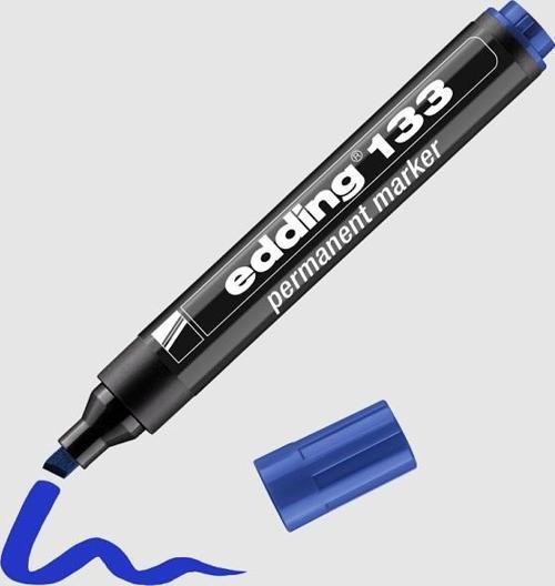 133 Permanent Markör Kalem Kalıcı İşaretleyici Kesik Uçlu 1,5-3 Mm Mavi ED13303 (10 Lu Paket)